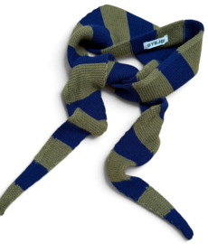 Bybjor Merino Wool Chunky Stripe Mini Scarf "Navy-Olive"