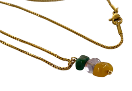 Tricolor Natural Stone Golden Necklace