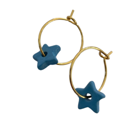 Colorful Stars Golden Hoop Earrings