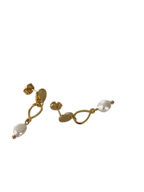 Bybjor Circle & Pearl Golden Earstuds