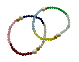 Bybjor Colorful Jade & Pearl Bracelet