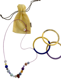 Bybjor Pastel Crystals & Button Necklace