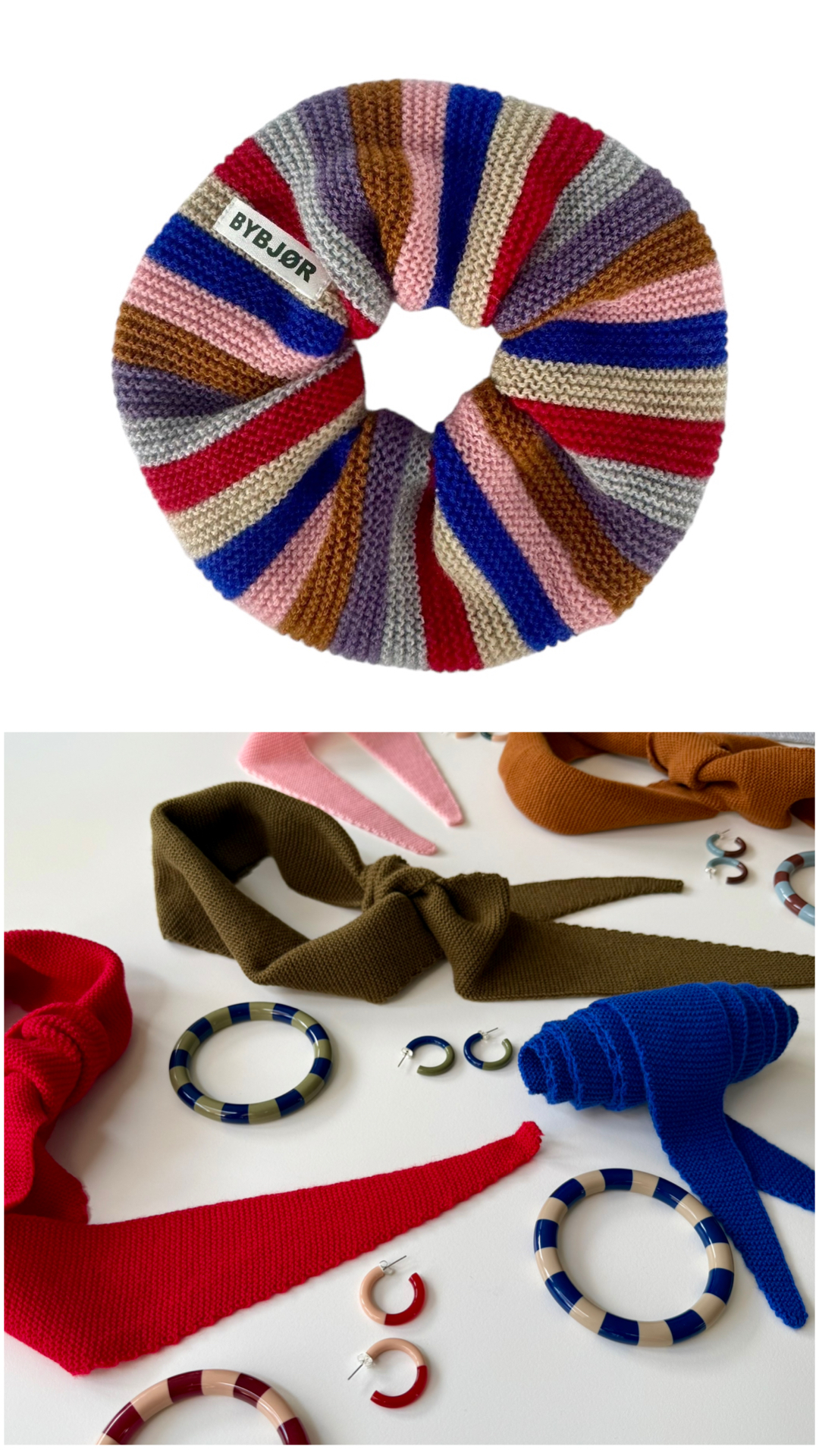 Bybjor Merino Wool Striped Scrunchie