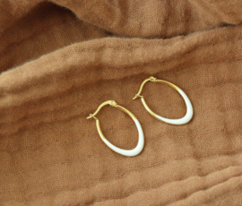 Golden Enamel Hoop Earrings