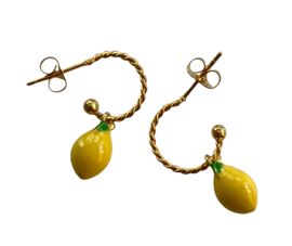 Bybjor Lemon Golden Twist Hoop Earrings