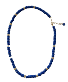 Cobalt & Cream Glass Bead Necklace