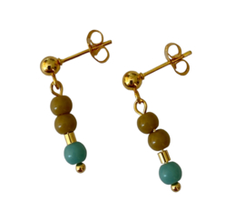 Olive & Blue Opale Golden Earrings