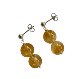 Natural Citrine Beads Silver Earstuds