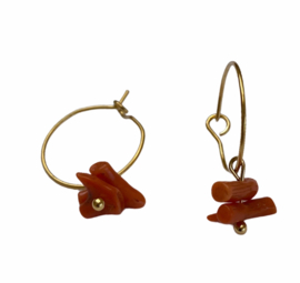 Coral Golden Hoop Earrings