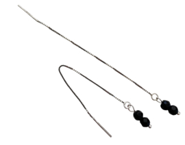 Bybjor Black Onyx Threader Earrings