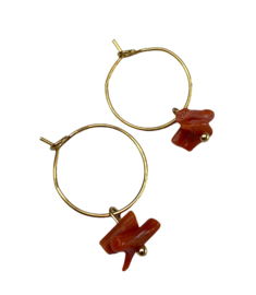 Coral Golden Hoop Earrings