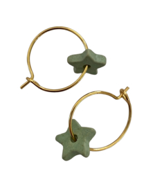 Colorful Stars Golden Hoop Earrings