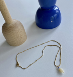 Bybjor Cobalt & Topaz Tube Golden Necklace