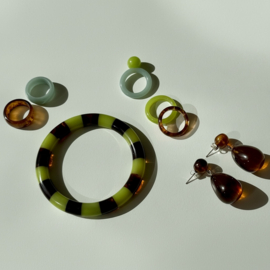 Bybjor Autumn Stripe Bangle Bracelet Lime-Brown
