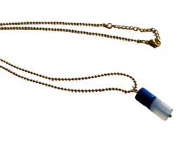 Bybjor Cobalt Agate Tube Golden Necklace