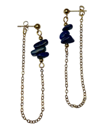 Bybjor Natural Lapis Lazuli Blue Chain Earrings