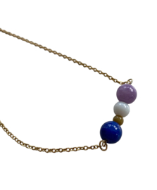 Colorful Beads Bar Golden Necklace