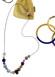 Bybjor Pastel Crystals & Button Necklace