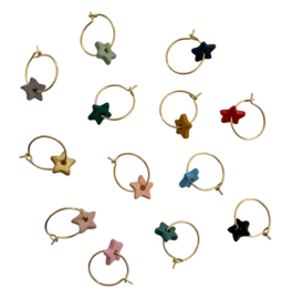 Colorful Stars Golden Hoop Earrings