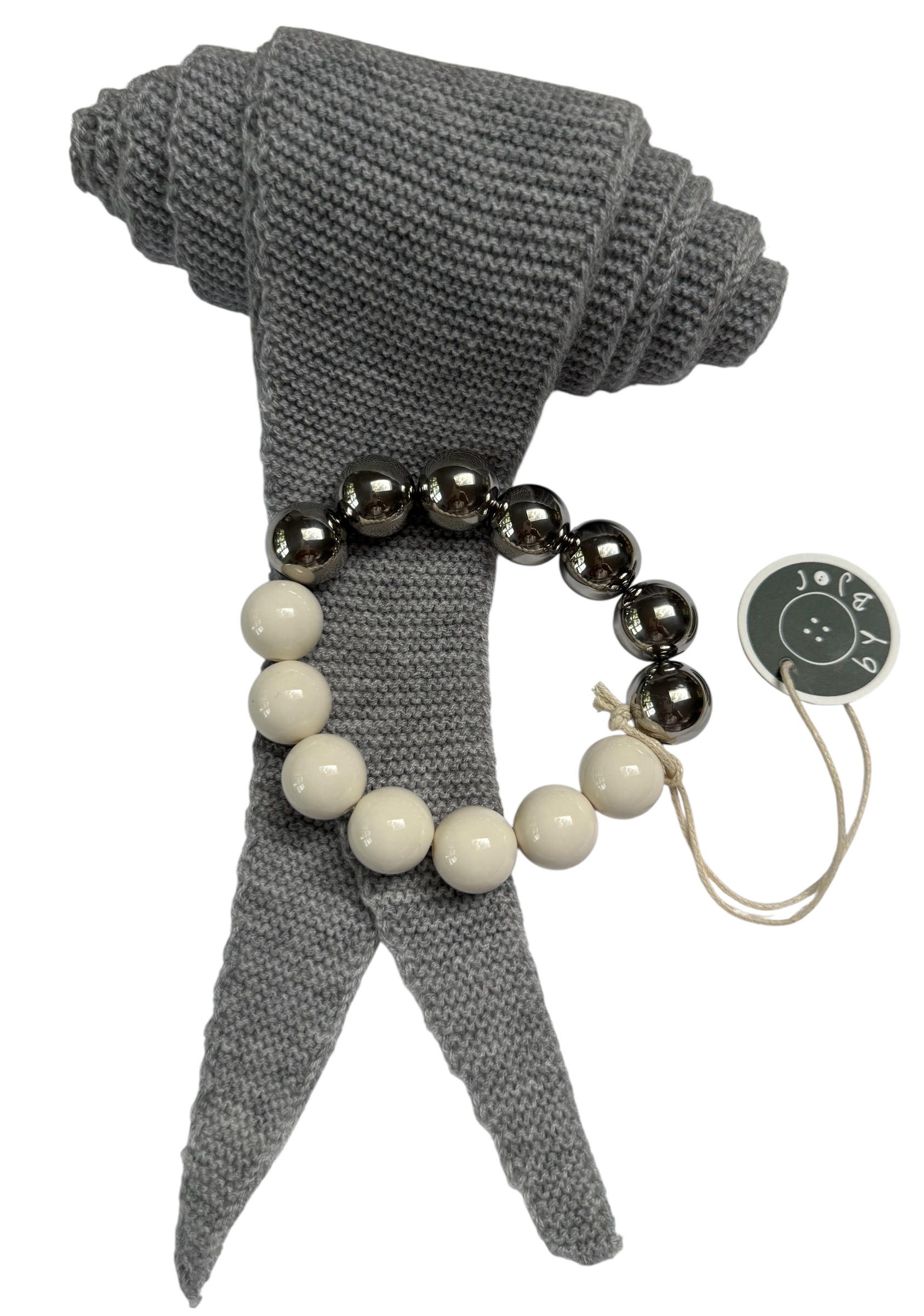 Bybjor Sølv & Hvid Chunky Bead Bracelet