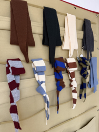 Bybjor Merino Wool Chunky Stripe Mini Scarf "Dusty Blue-Cream"