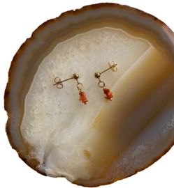 Coral Golden Earstuds