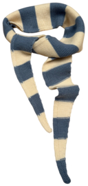 Bybjor Merino Wool Chunky Stripe Mini Scarf "Dusty Blue-Cream"