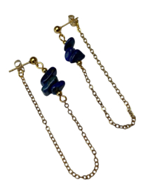 Bybjor Natural Lapis Lazuli Blue Chain Earrings