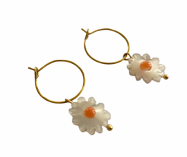 Golden Little Daisy Hoop Earrings