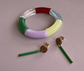 Bybjor Colorful Walnut & Enamel Earrings