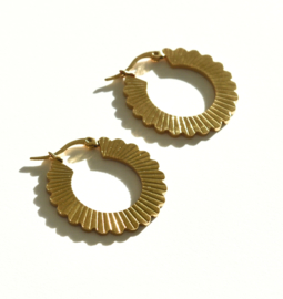 Golden Flower Hoop Earrings