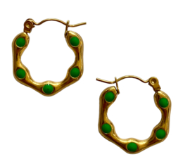 Colorful Enamel Golden Hoop Earrings
