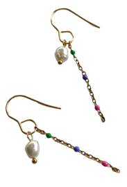 Bybjor Colorful Enamel & Pearl Earrings