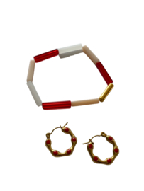 Colorful Enamel Golden Hoop Earrings