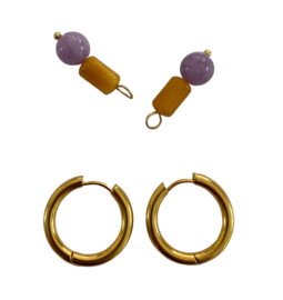 Bybjor Topaz & Jade Golden Hoop Earrings