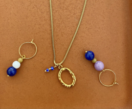 Circle & Cobalt Golden Necklace