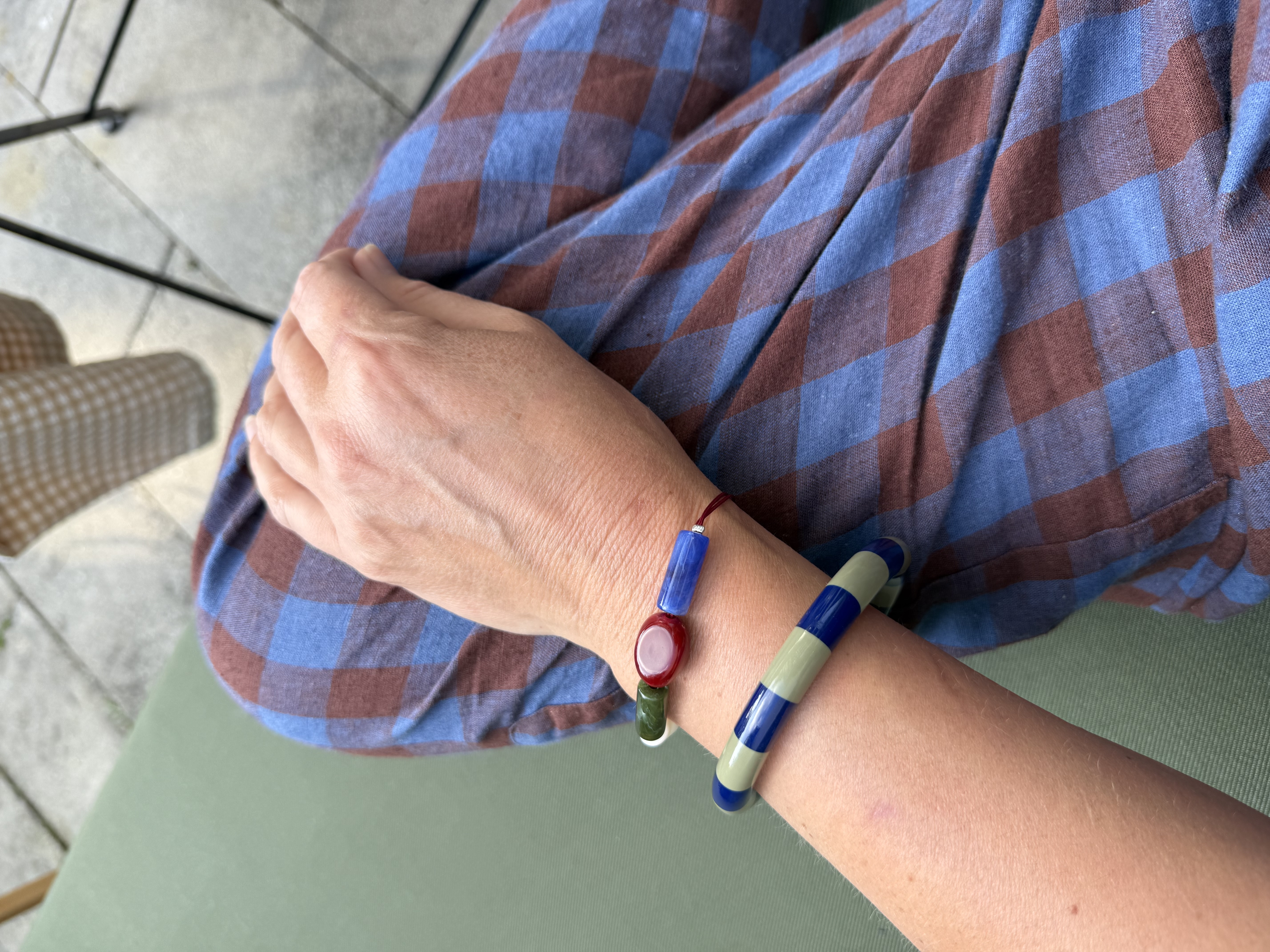 Bybjor Cord & Pebble Tube Bracelet