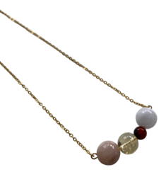 Colorful Beads Bar Golden Necklace