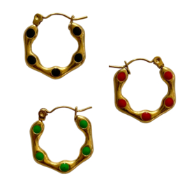 Colorful Enamel Golden Hoop Earrings