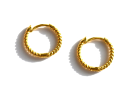 Small Sterling Twisted Golden Hoop Earrings