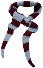 Bybjor Merino Wool Chunky Stripe Mini Scarf "Burgundy-Grey"