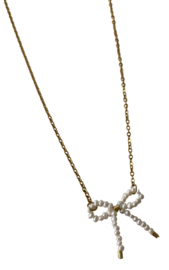 Bybjor Pearl Bow-Tie Golden Necklace