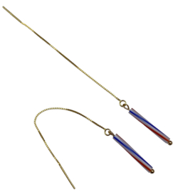 Bybjor Red & Blue Stripes Tube Earrings