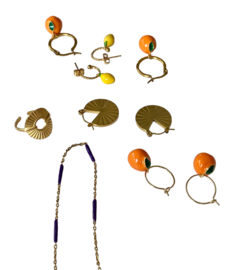 Bybjor Orange Golden Hoop Earrings