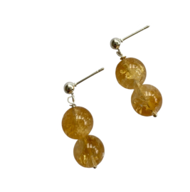 Natural Citrine Beads Silver Earstuds