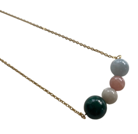 Colorful Beads Bar Golden Necklace