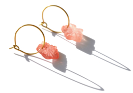 Cherry Blossom Quarz Golden Hoop Earrings