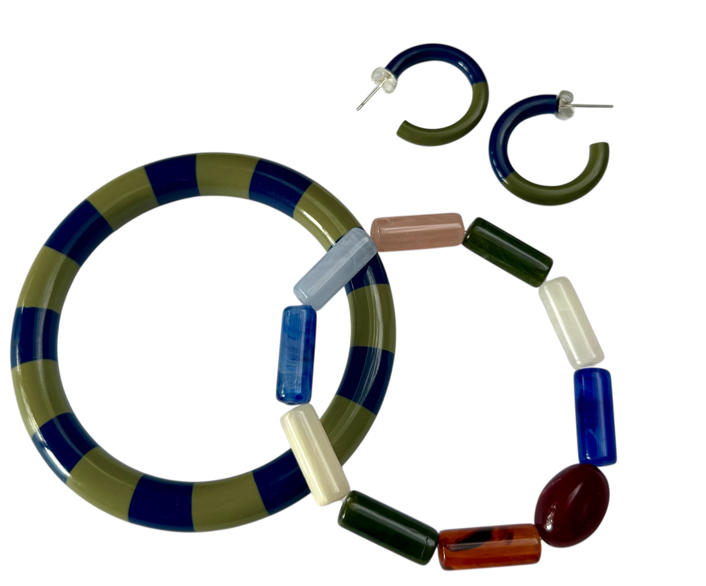 Bybjor Olive & Pebble Tube Bracelet