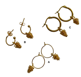 Pinecone Golden Hoop Earrings