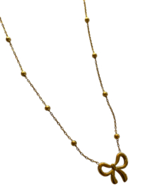 Bybjor Dots & Bow Golden Necklace